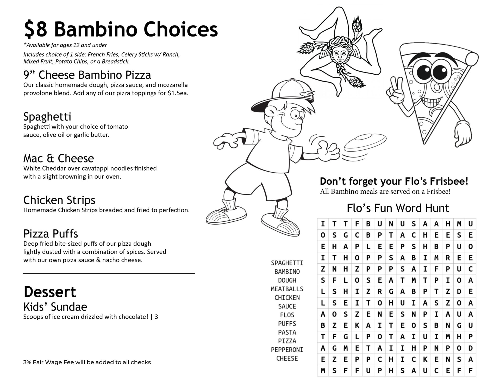 Flo's Belmont Kids menu 2026